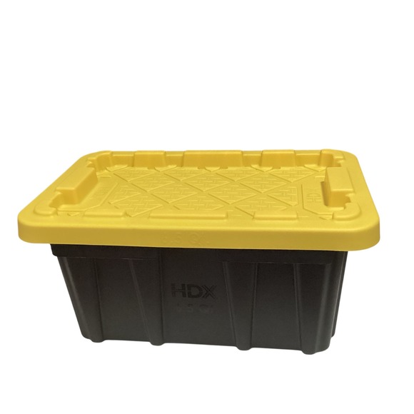 HDX 6.5 Qt. Black Storage Bin Container with Yellow Lid Home Org. Set of 2 - Picture 1 of 8